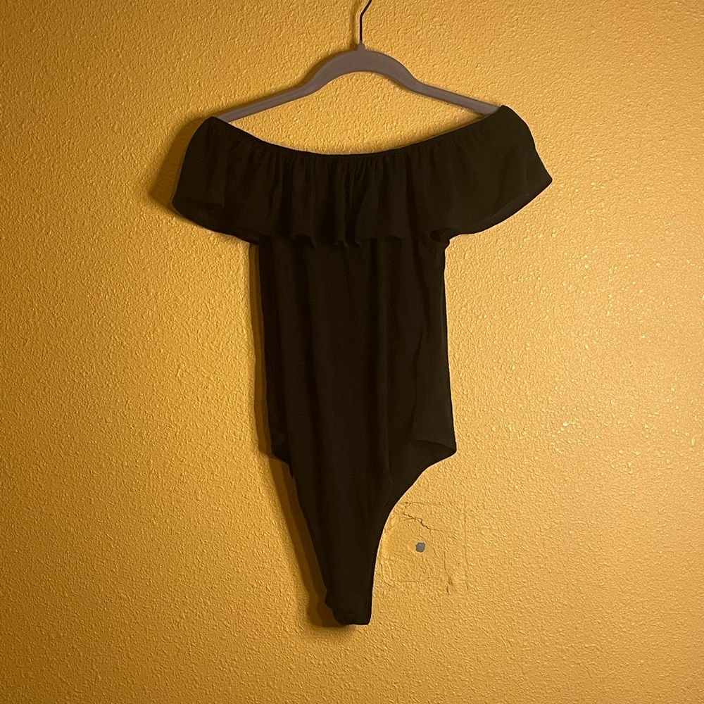 Black Over the Shoulder Bodysuit